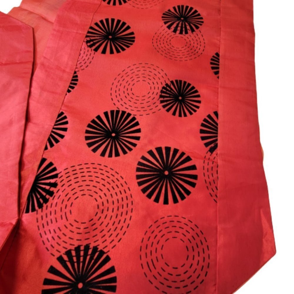 Red Rectangular Table Runner with Tassels - Picture 3 of 7